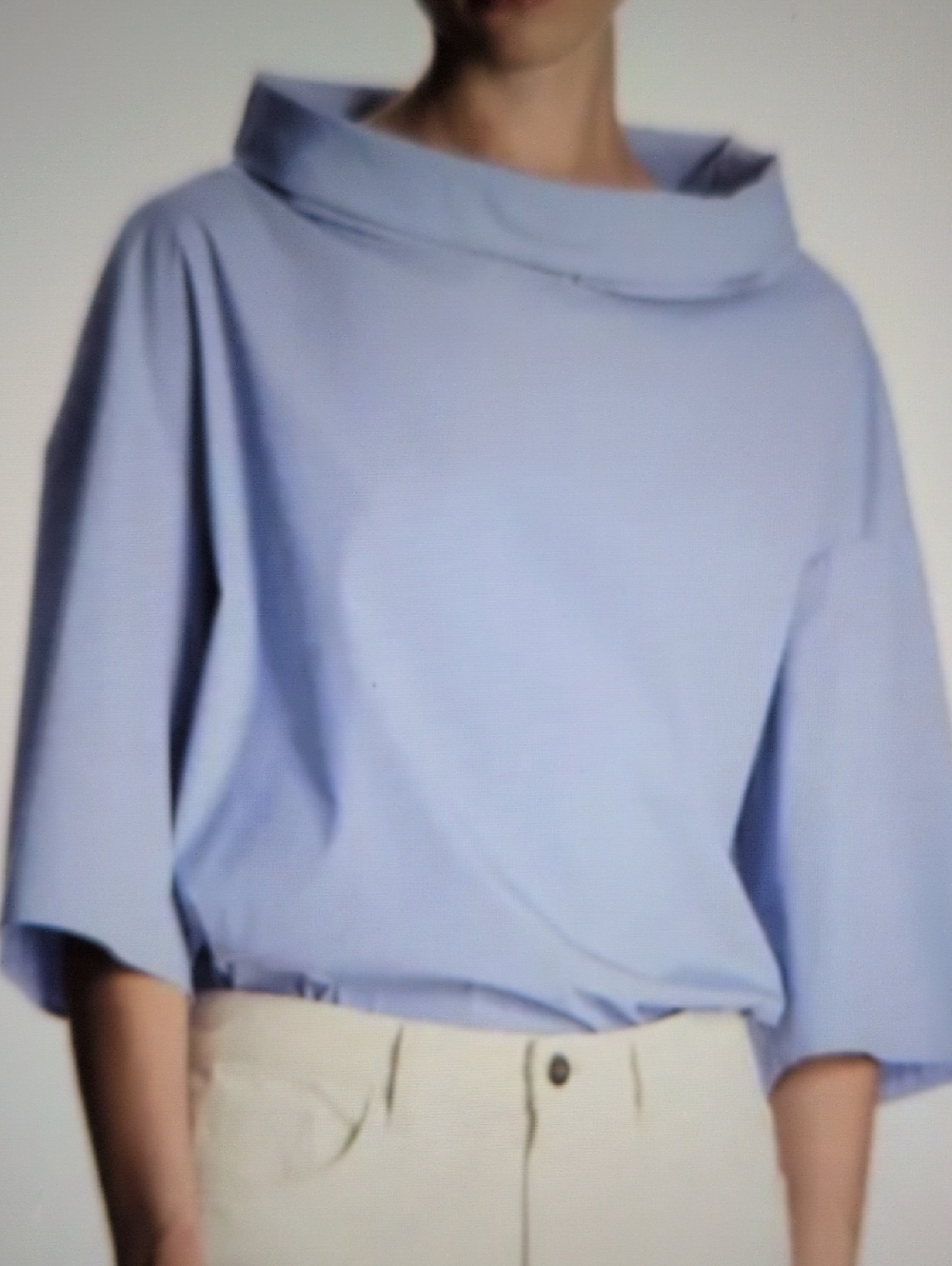 COS Blue Funnel Neck Relaxed Fit Tunic Top - Picture 3 of 11